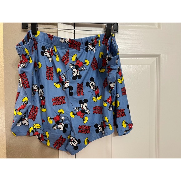 Disney Mickey Mouse Pajama Shorts Lounge Sleepwear Blue All Over Print 3XL - Picture 2 of 3